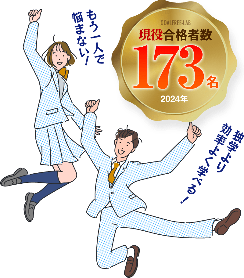 現役合格者数 173名 2024年 もう一人で悩まない 独学より効率よく学べる